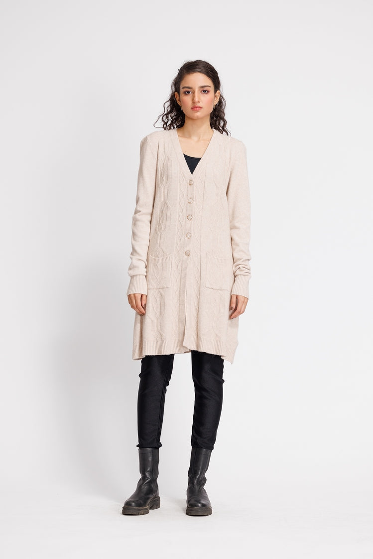 Picture of Ellena - V-Neck Cardigan Sweater - Available at Raja Sahib