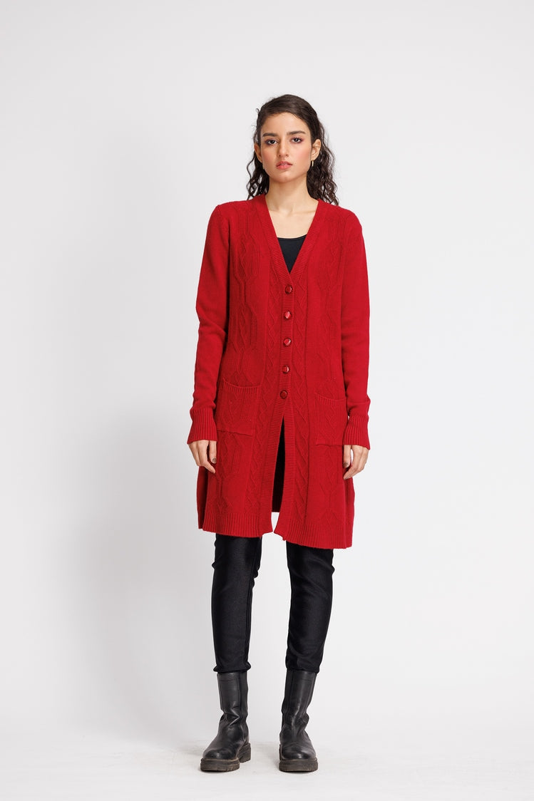 Picture of Ellena - V-Neck Cardigan Sweater - Available at Raja Sahib