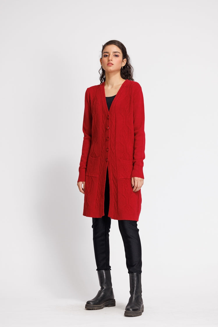 Picture of Ellena - V-Neck Cardigan Sweater - Available at Raja Sahib