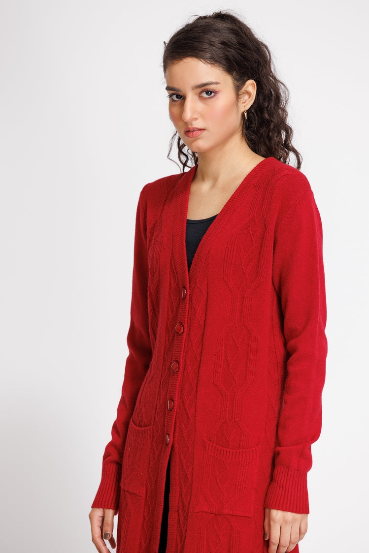 Picture of Ellena - V-Neck Cardigan Sweater - Available at Raja Sahib
