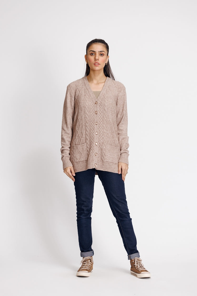 Picture of Ellena - V-Neck Cardigan Sweater - Available at Raja Sahib