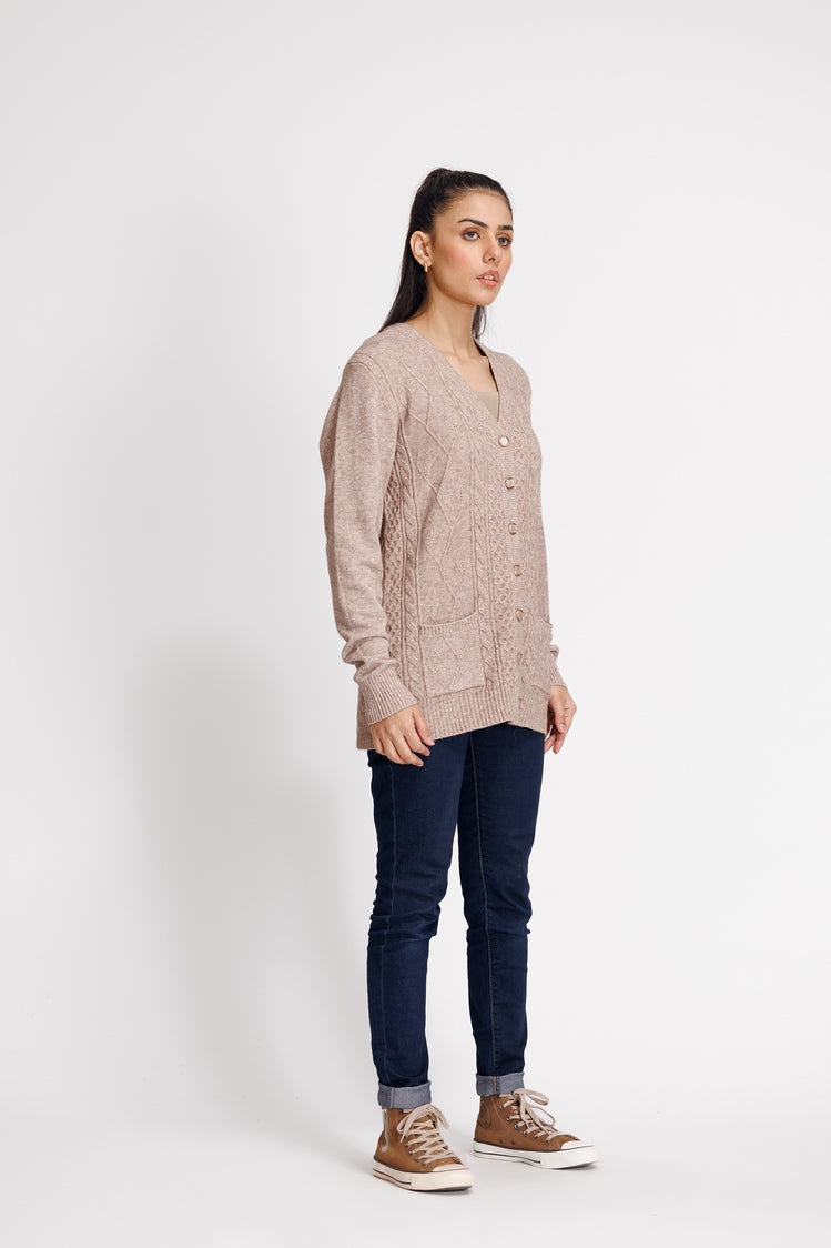 Picture of Ellena - V-Neck Cardigan Sweater - Available at Raja Sahib