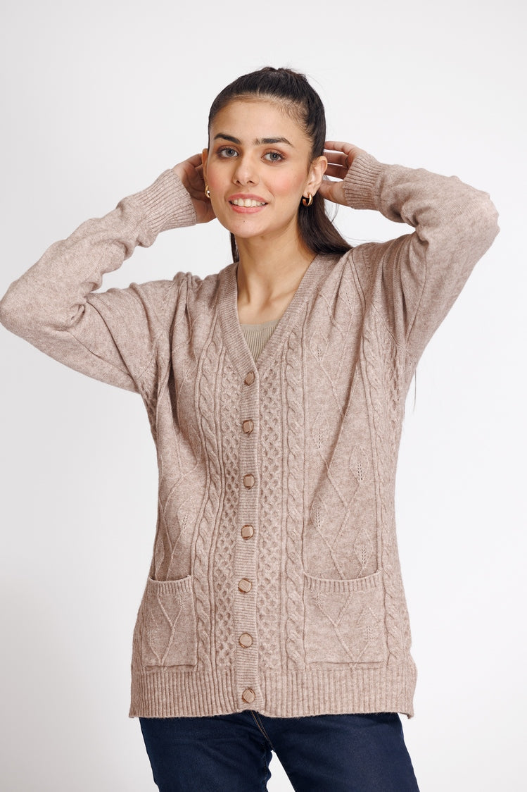 Picture of Ellena - V-Neck Cardigan Sweater - Available at Raja Sahib