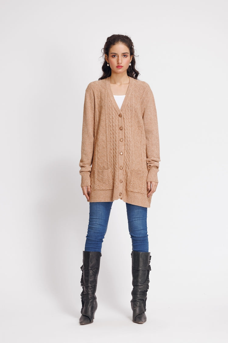 Picture of Ellena - V-Neck Cardigan Sweater - Available at Raja Sahib