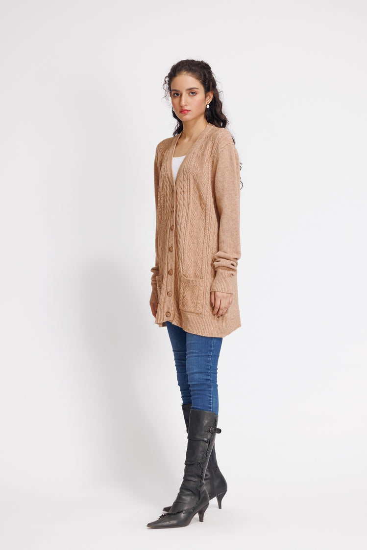 Picture of Ellena - V-Neck Cardigan Sweater - Available at Raja Sahib
