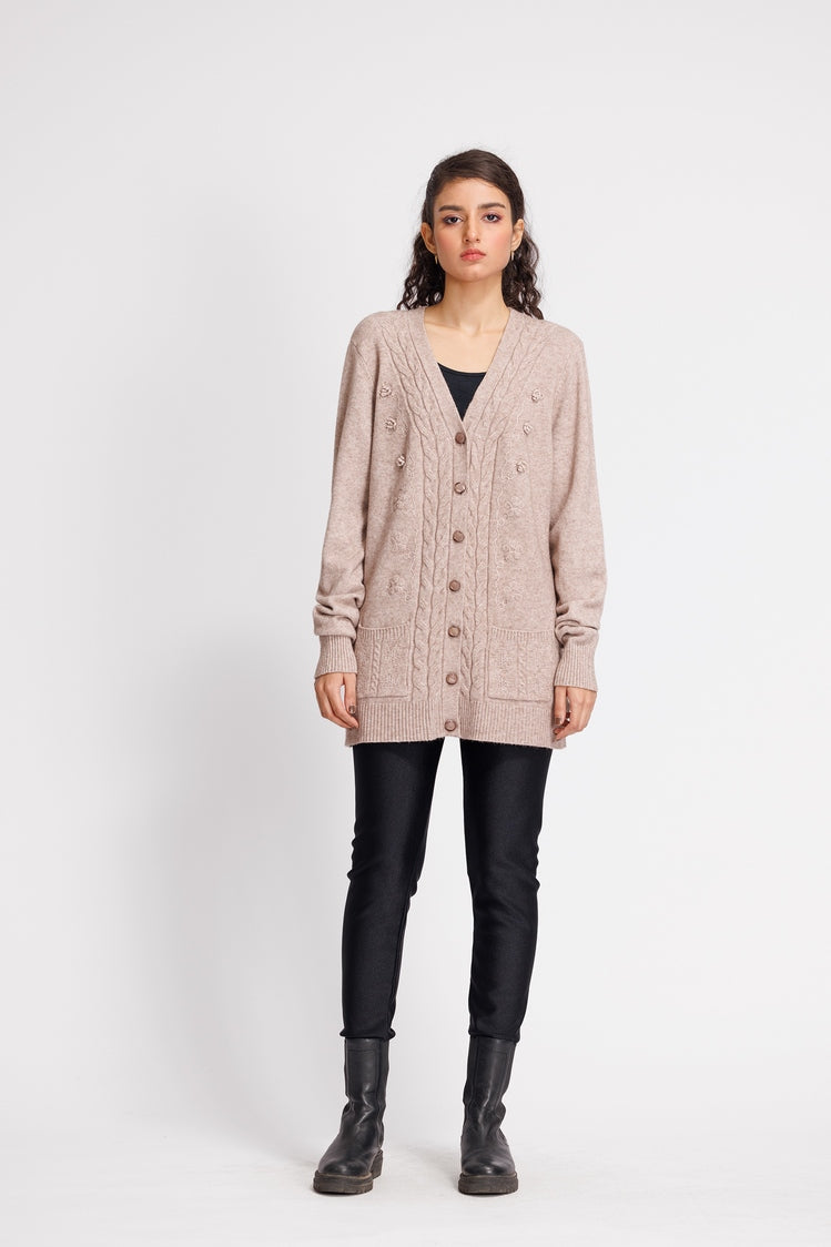 Picture of Ellena - V-Neck Cardigan Sweater - Available at Raja Sahib