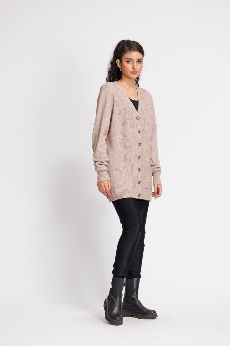 Picture of Ellena - V-Neck Cardigan Sweater - Available at Raja Sahib