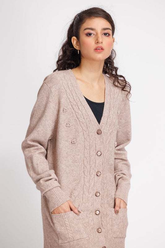 Picture of Ellena - V-Neck Cardigan Sweater - Available at Raja Sahib