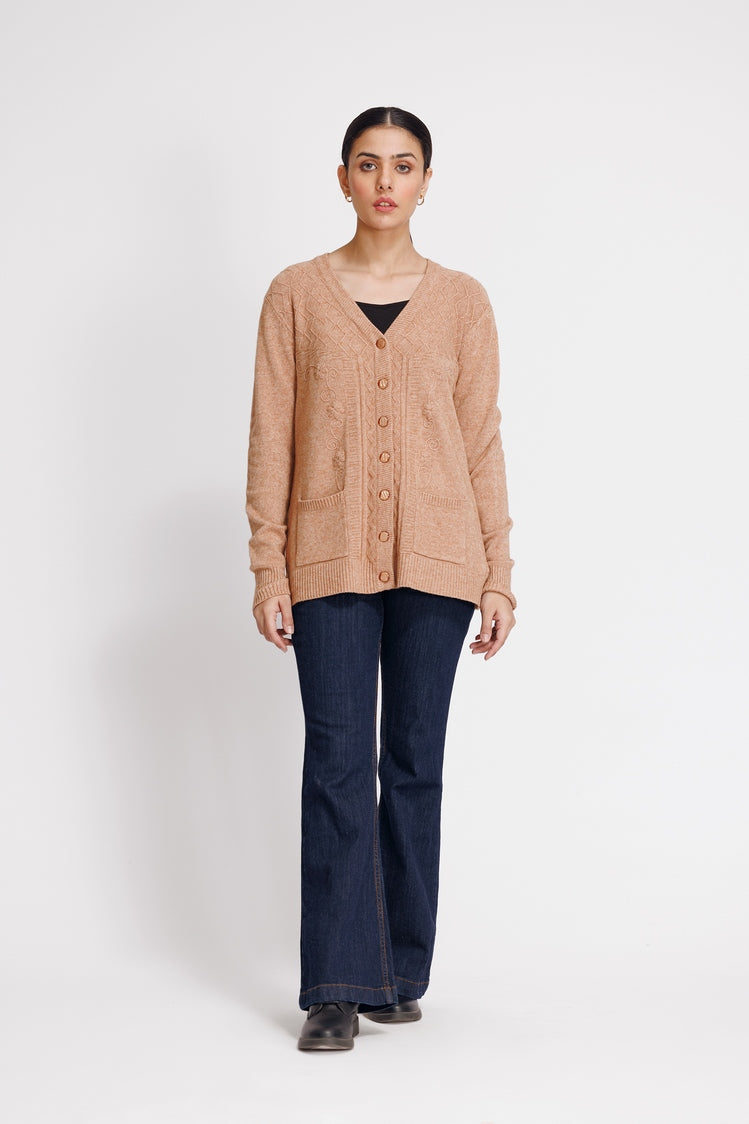 Picture of Ellena - V-Neck Cardigan Sweater - Available at Raja Sahib