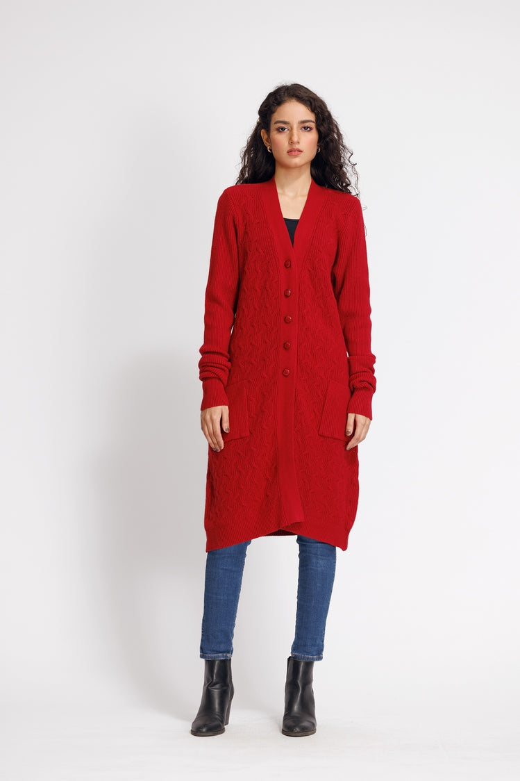 Picture of Ellena - V-Neck Cardigan Sweater - Available at Raja Sahib