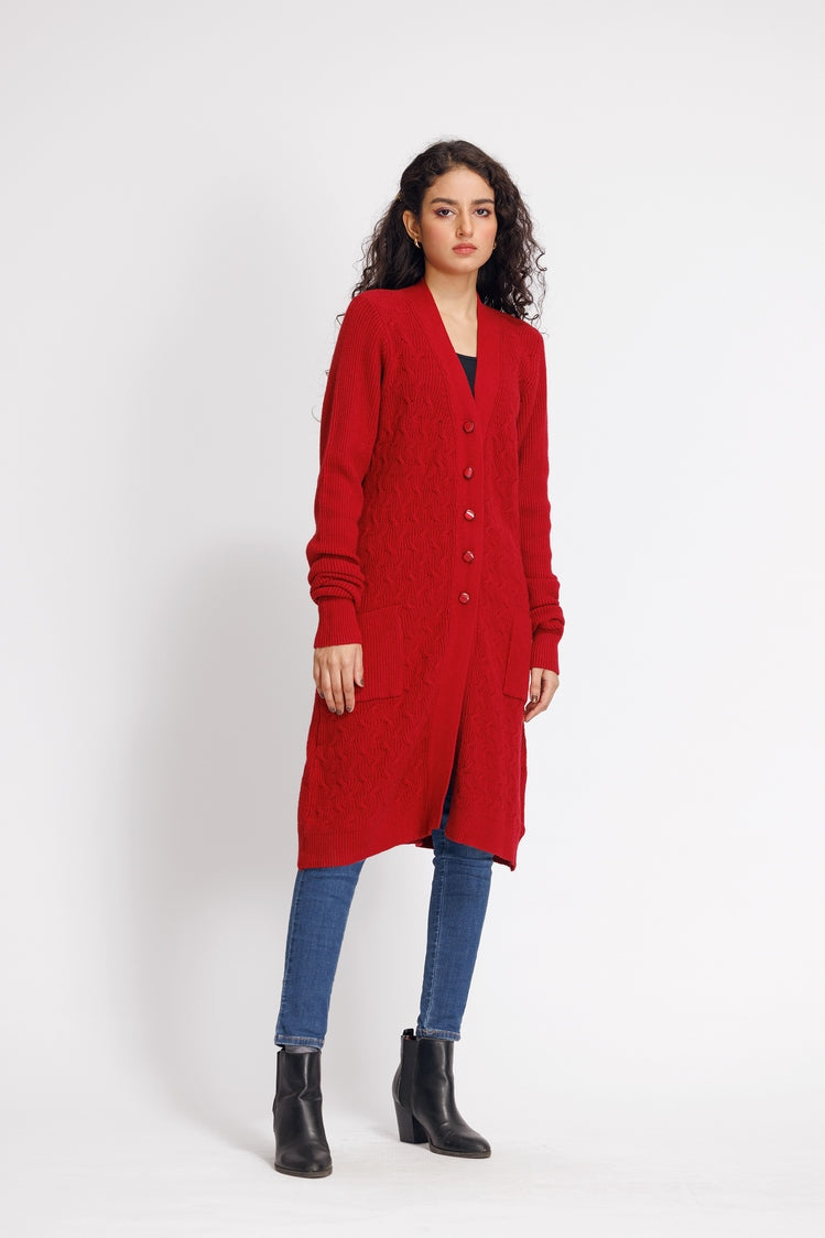 Picture of Ellena - V-Neck Cardigan Sweater - Available at Raja Sahib