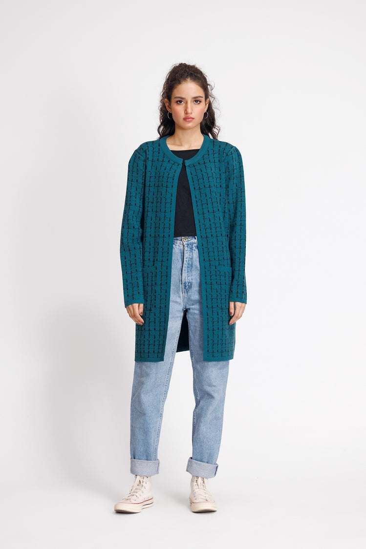 Picture of Ellena - Round Neck Cardigan Sweater - Available at Raja Sahib