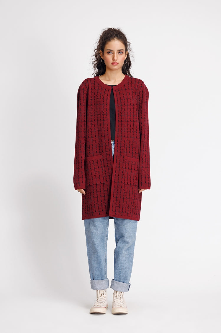 Picture of Ellena - Round Neck Cardigan Sweater - Available at Raja Sahib