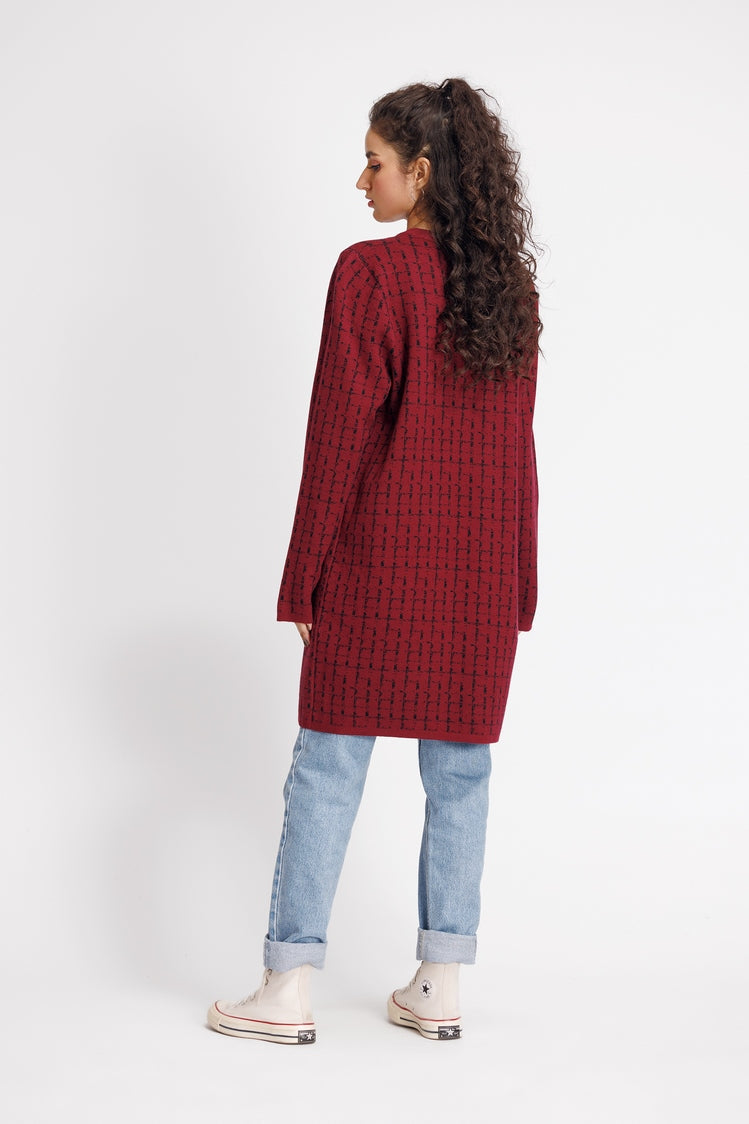 Picture of Ellena - Round Neck Cardigan Sweater - Available at Raja Sahib