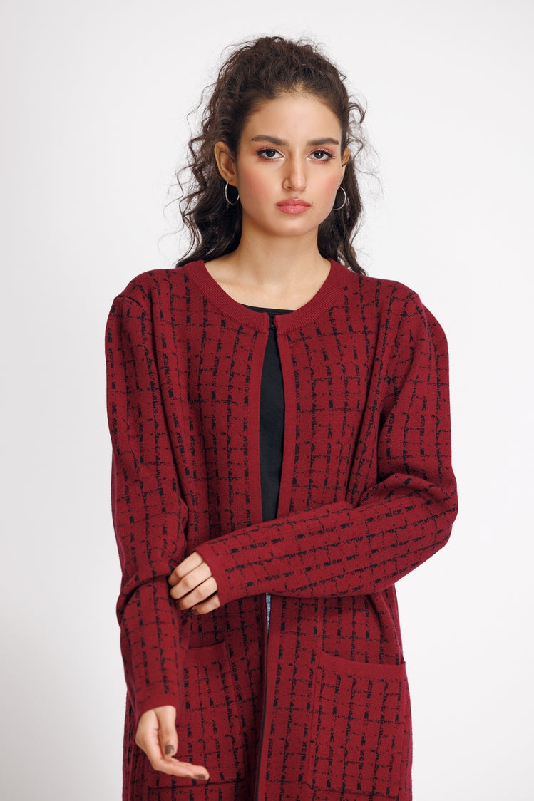 Picture of Ellena - Round Neck Cardigan Sweater - Available at Raja Sahib