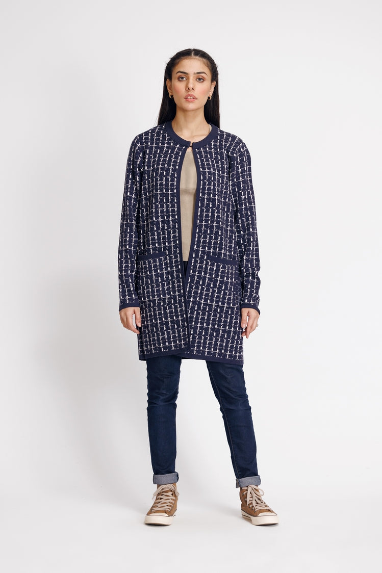 Picture of Ellena - Round Neck Cardigan Sweater - Available at Raja Sahib