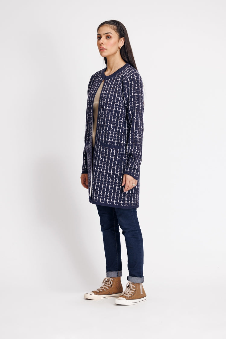 Picture of Ellena - Round Neck Cardigan Sweater - Available at Raja Sahib