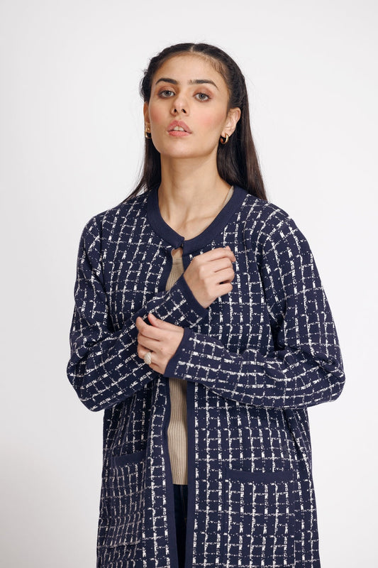 Picture of Ellena - Round Neck Cardigan Sweater - Available at Raja Sahib