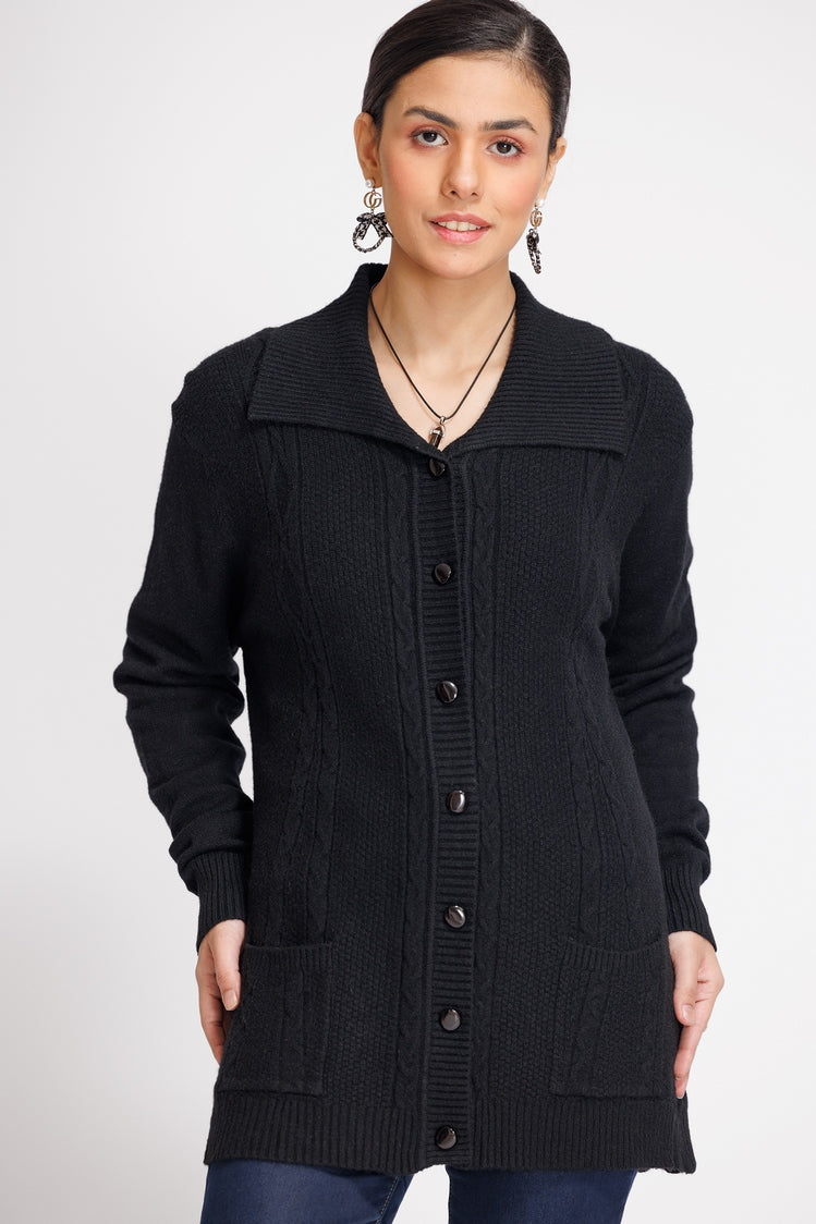 Picture of Ellena - V-Neck Cardigan Sweater - Available at Raja Sahib