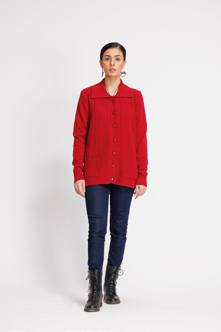 Picture of Ellena - V-Neck Cardigan Sweater - Available at Raja Sahib