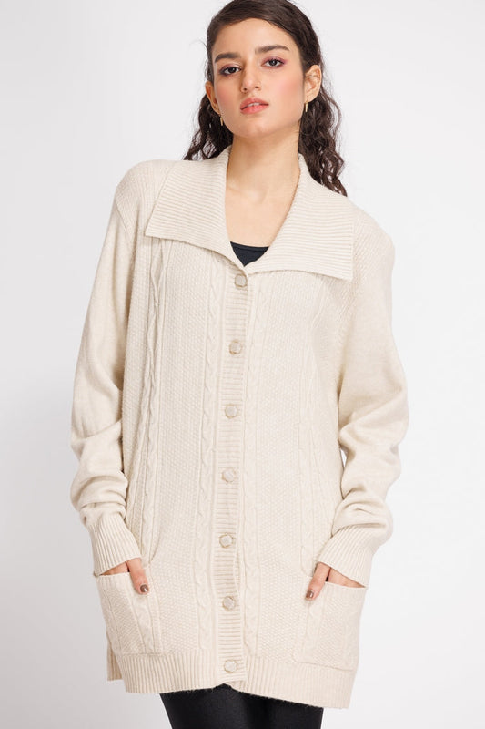 Picture of Ellena - V-Neck Cardigan Sweater - Available at Raja Sahib