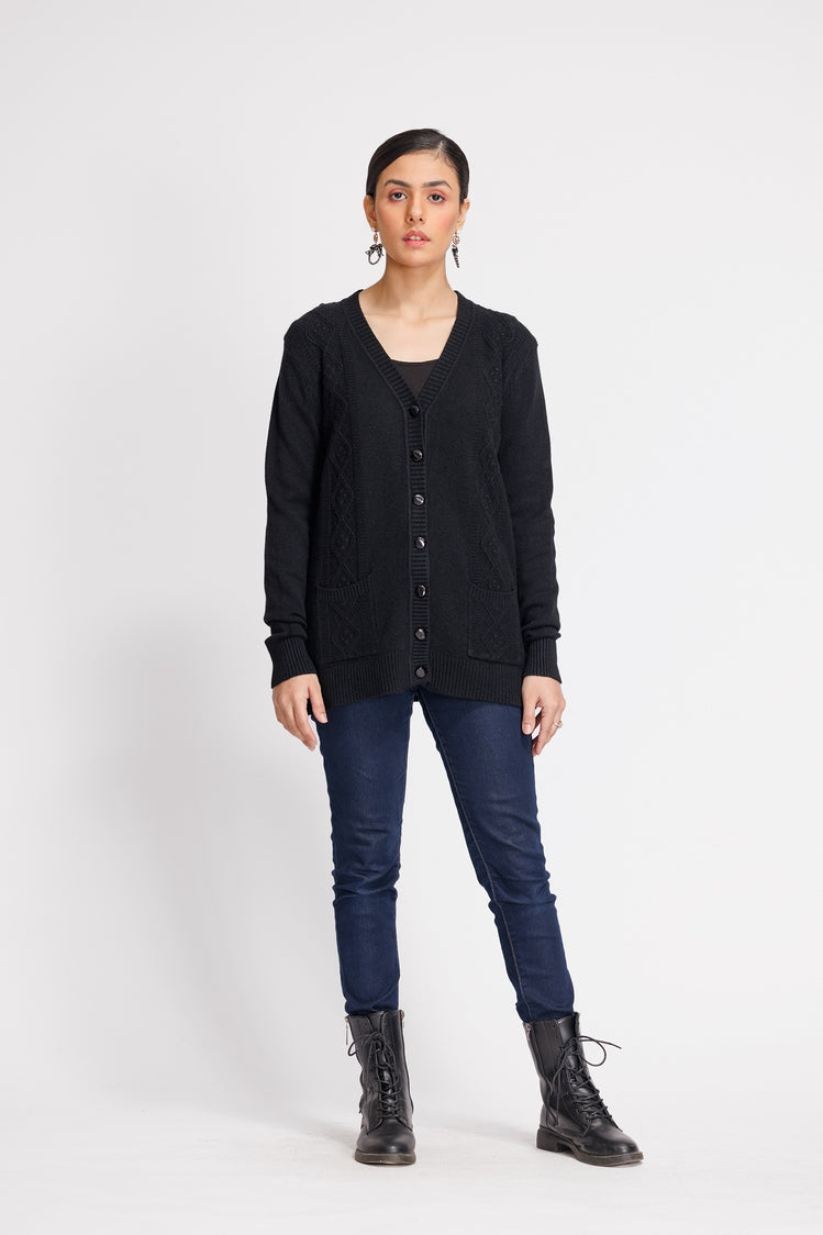 Picture of Ellena - V-Neck Cardigan Sweater - Available at Raja Sahib