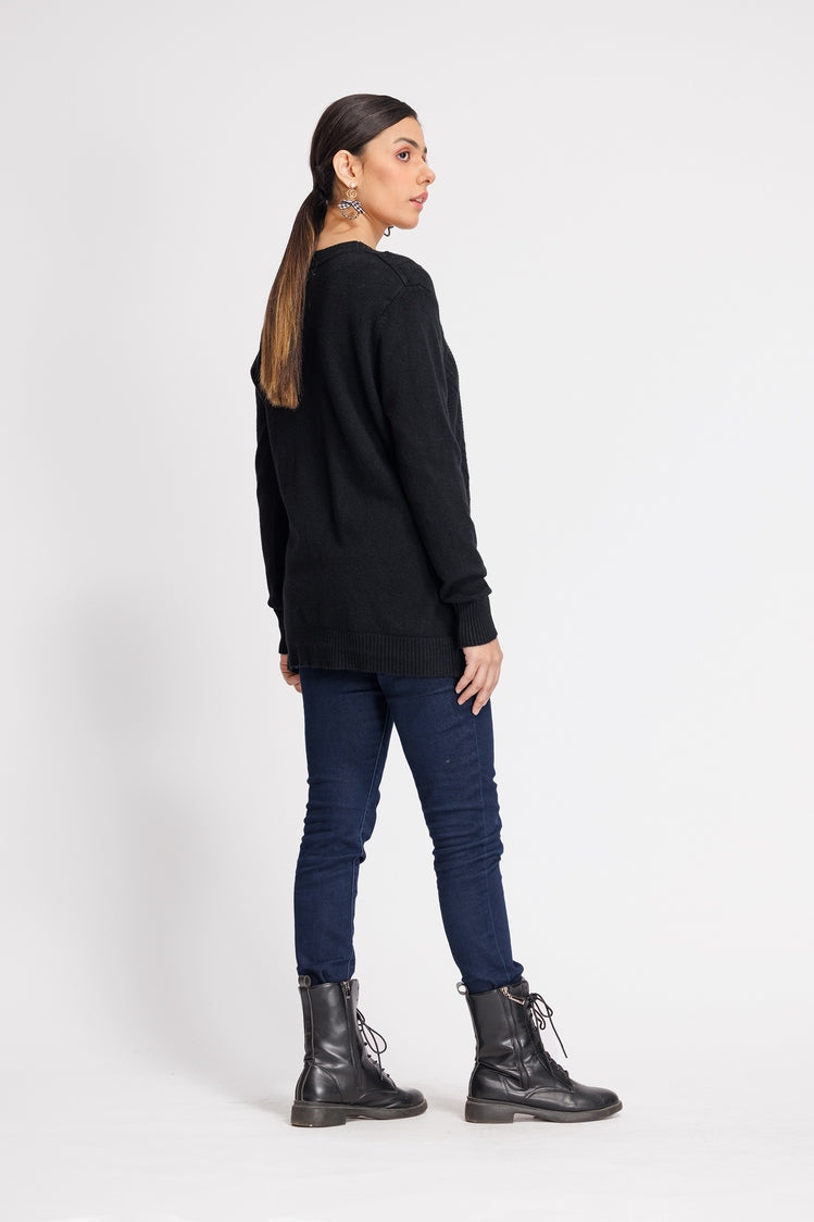 Picture of Ellena - V-Neck Cardigan Sweater - Available at Raja Sahib