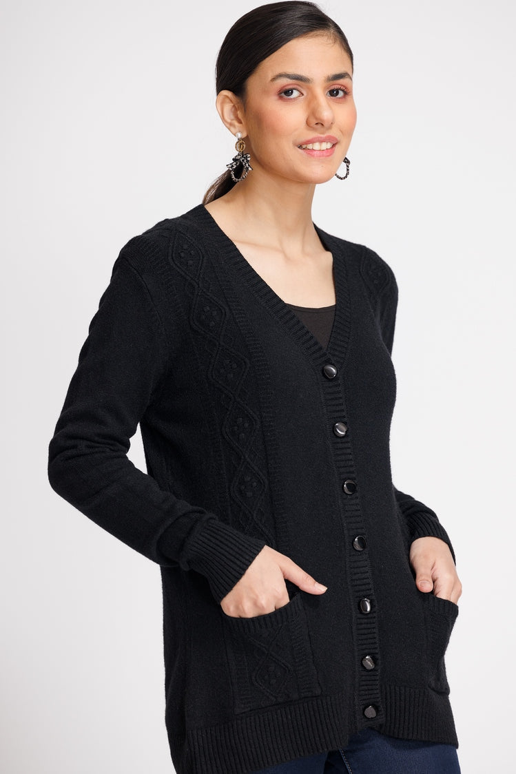 Picture of Ellena - V-Neck Cardigan Sweater - Available at Raja Sahib