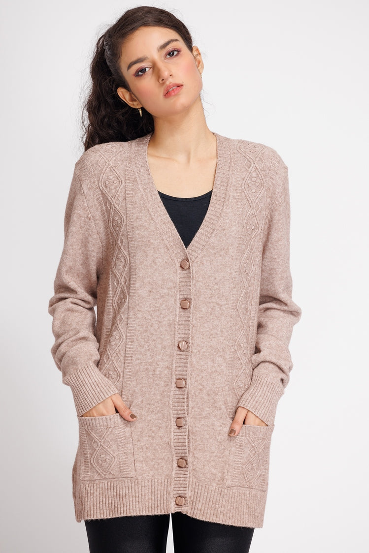 Picture of Ellena - V-Neck Cardigan Sweater - Available at Raja Sahib