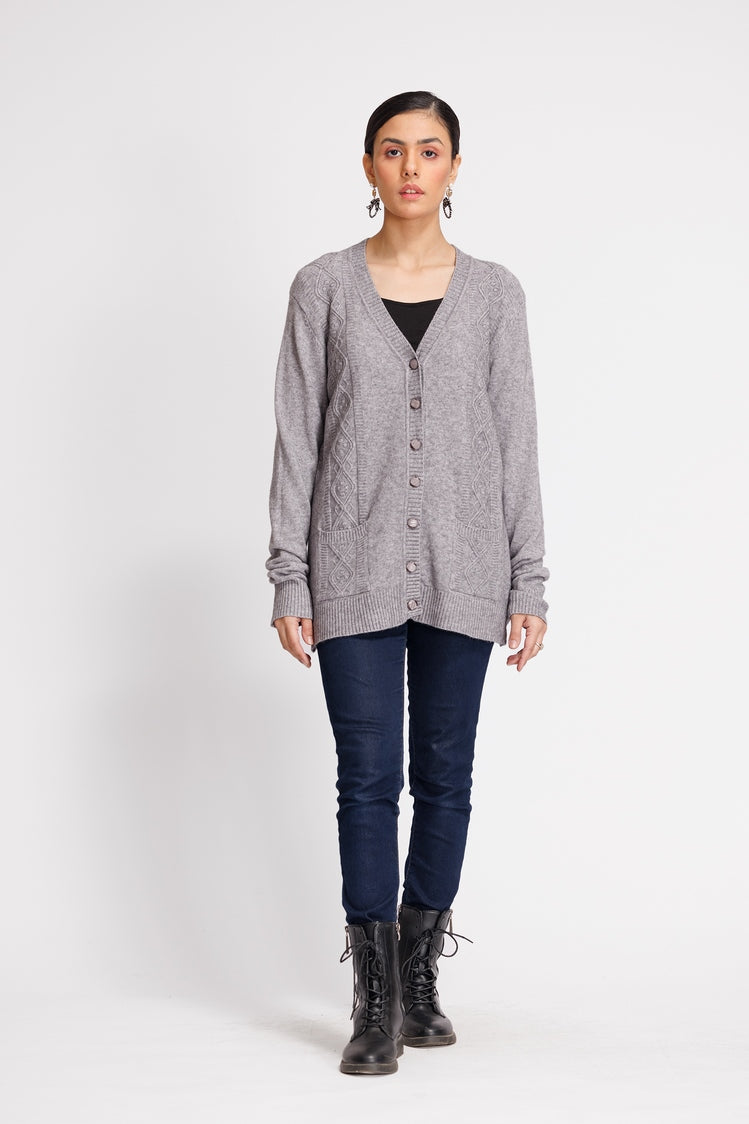 Picture of Ellena - V-Neck Cardigan Sweater - Available at Raja Sahib