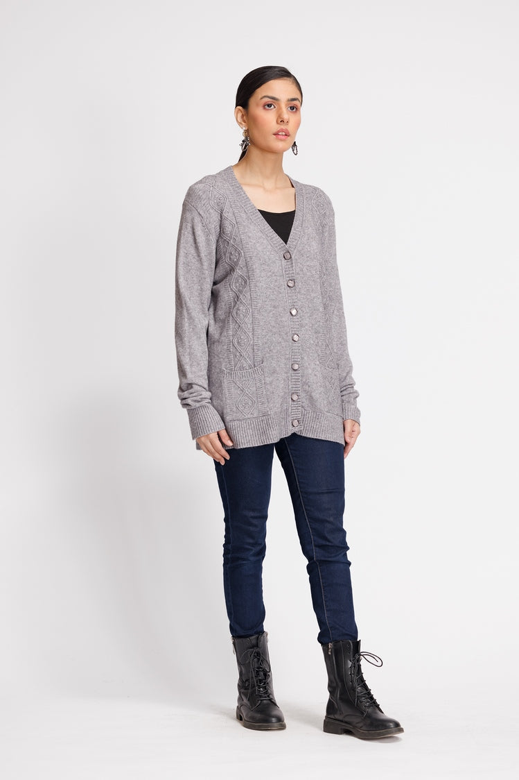 Picture of Ellena - V-Neck Cardigan Sweater - Available at Raja Sahib
