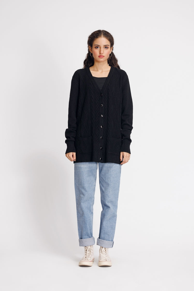 Picture of Ellena - V-Neck Cardigan Sweater - Available at Raja Sahib