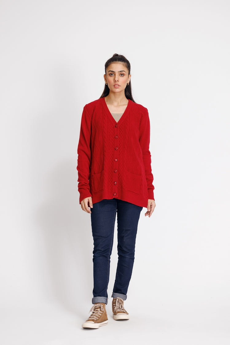 Picture of Ellena - V-Neck Cardigan Sweater - Available at Raja Sahib