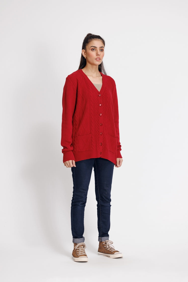Picture of Ellena - V-Neck Cardigan Sweater - Available at Raja Sahib