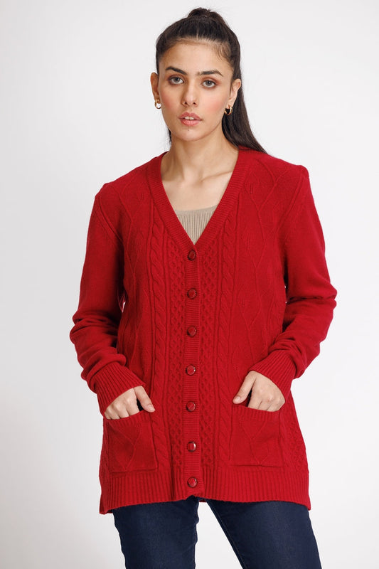 Picture of Ellena - V-Neck Cardigan Sweater - Available at Raja Sahib