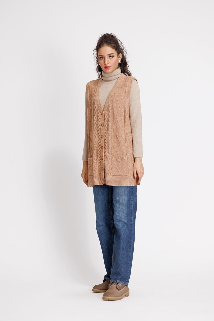 Picture of Ellena - V-Neck Cardigan Sweater - Available at Raja Sahib