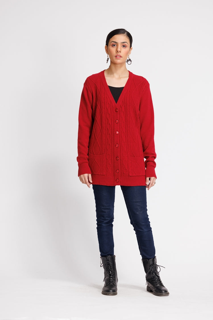 Picture of Ellena - V-Neck Cardigan Sweater - Available at Raja Sahib