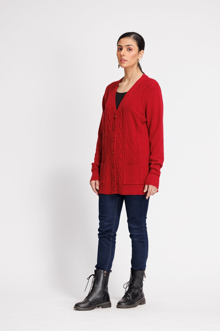 Picture of Ellena - V-Neck Cardigan Sweater - Available at Raja Sahib