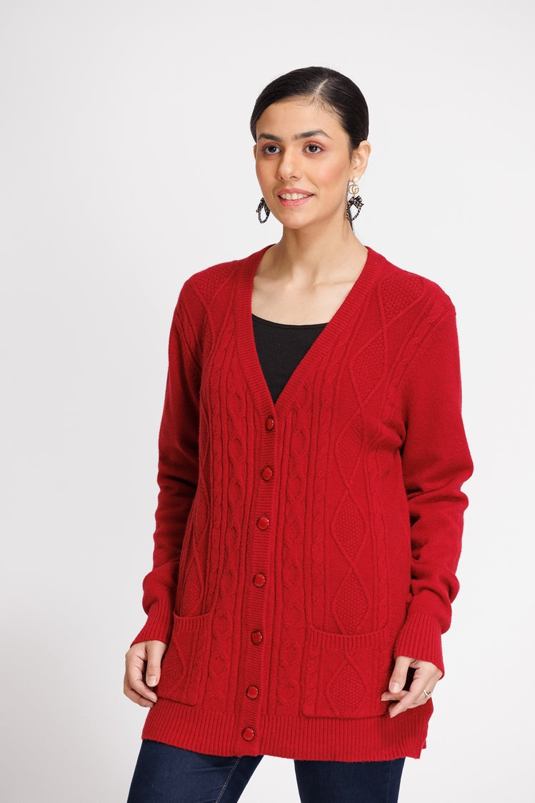 Picture of Ellena - V-Neck Cardigan Sweater - Available at Raja Sahib