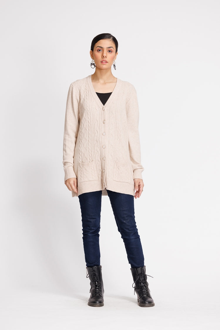 Picture of Ellena - V-Neck Cardigan Sweater - Available at Raja Sahib
