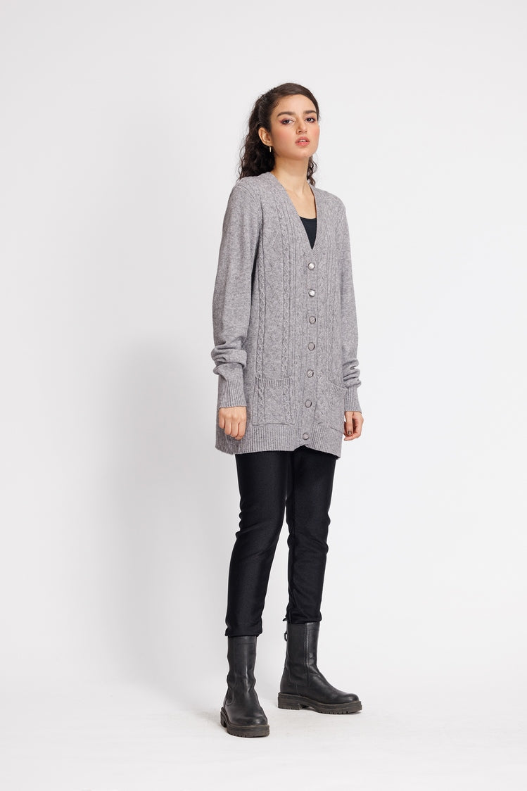 Picture of Ellena - V-Neck Cardigan Sweater - Available at Raja Sahib