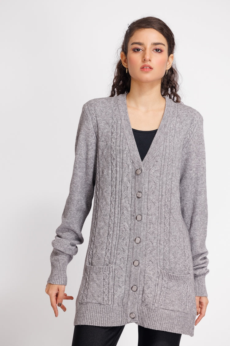 Picture of Ellena - V-Neck Cardigan Sweater - Available at Raja Sahib