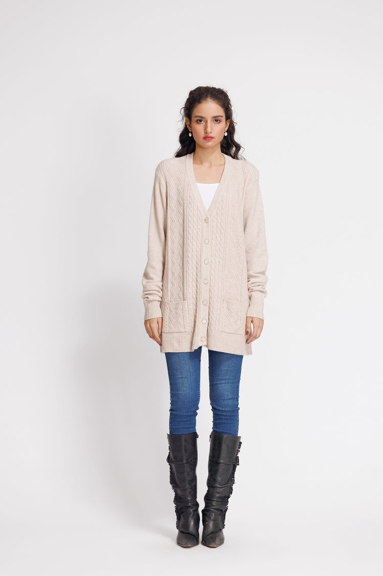 Picture of Ellena - V-Neck Cardigan Sweater - Available at Raja Sahib