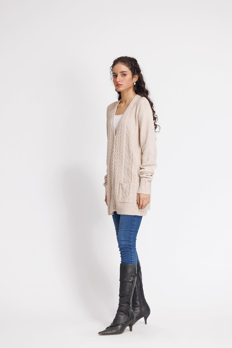 Picture of Ellena - V-Neck Cardigan Sweater - Available at Raja Sahib