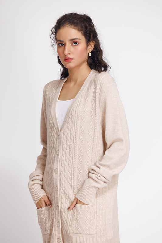 Picture of Ellena - V-Neck Cardigan Sweater - Available at Raja Sahib