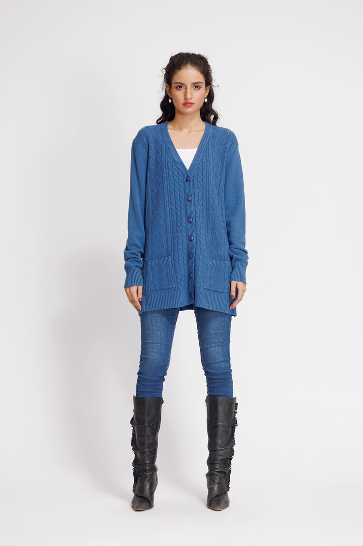 Picture of Ellena - V-Neck Cardigan Sweater - Available at Raja Sahib