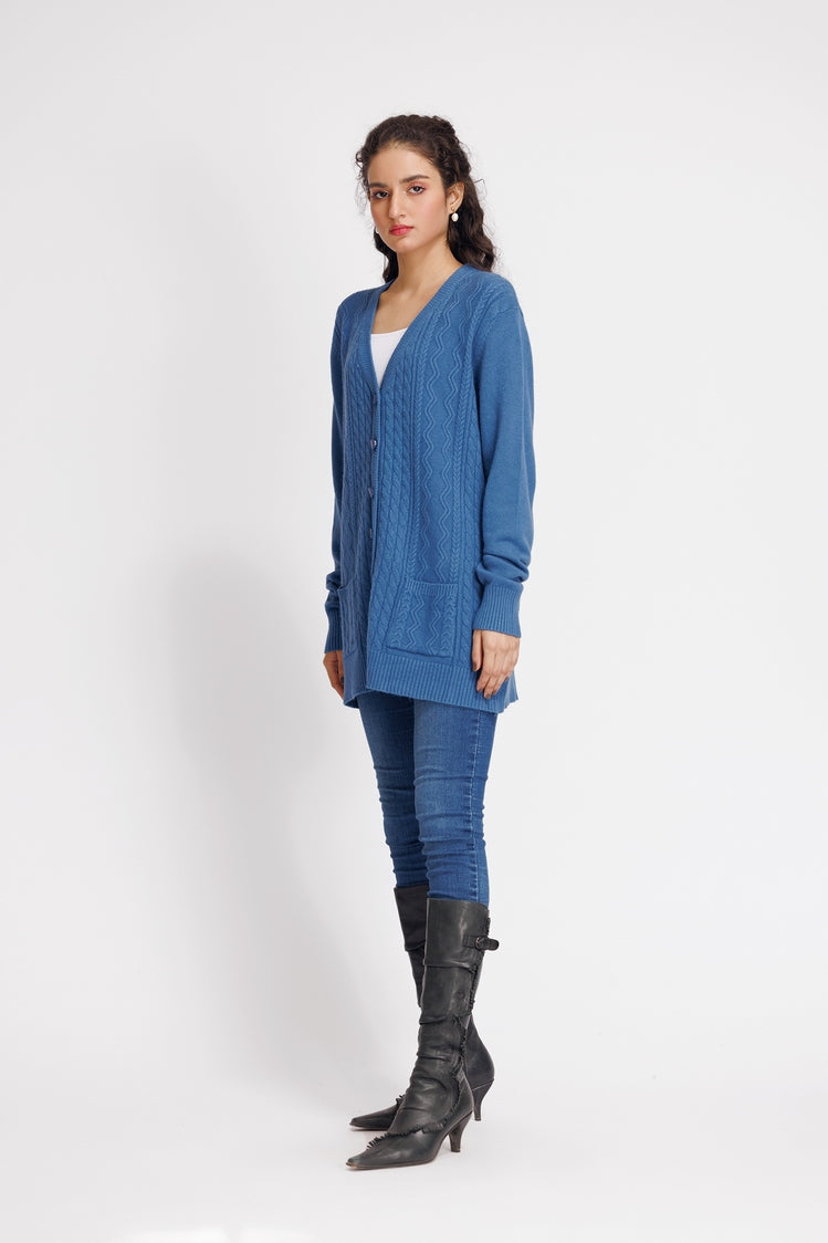 Picture of Ellena - V-Neck Cardigan Sweater - Available at Raja Sahib