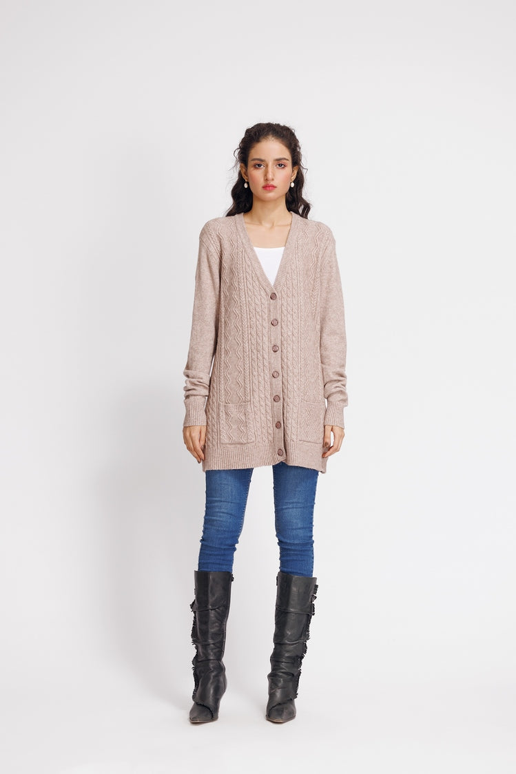 Picture of Ellena - V-Neck Cardigan Sweater - Available at Raja Sahib