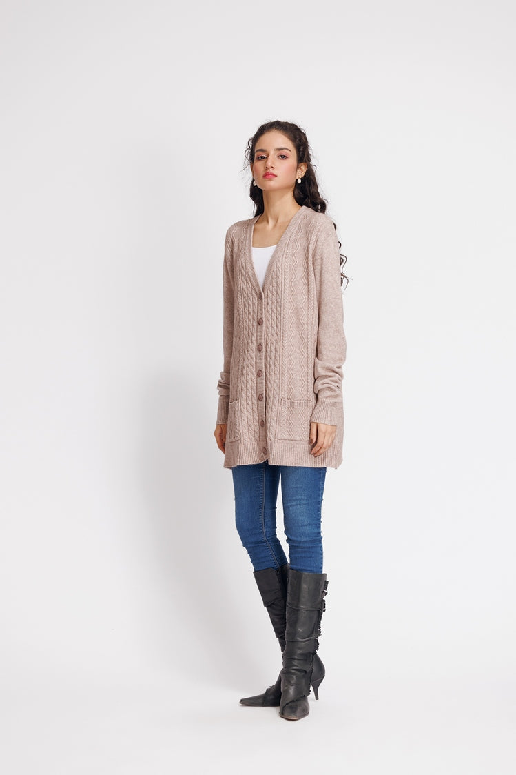 Picture of Ellena - V-Neck Cardigan Sweater - Available at Raja Sahib