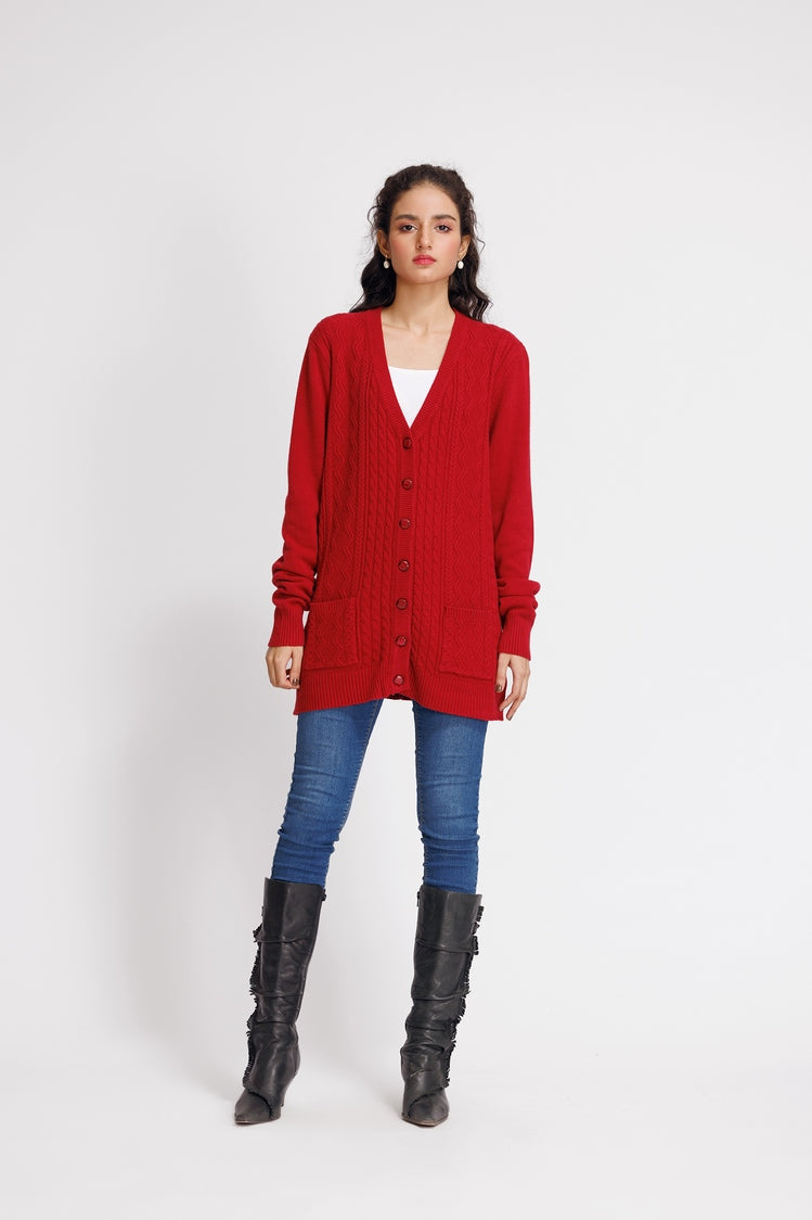 Picture of Ellena - V-Neck Cardigan Sweater - Available at Raja Sahib